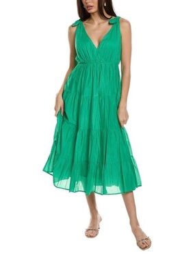 Merlette - Solid Flor Midi Dress Tiered Ruffle Resort V-Neck - size XXL NWT